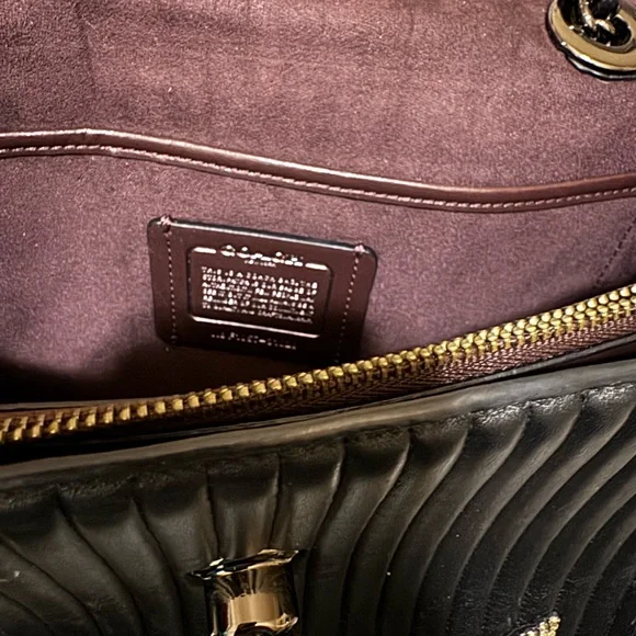 Coach Black Leather Embellished Women's Bag